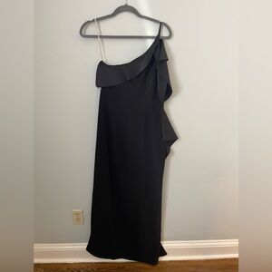One Shoulder Halston Heritage Black Column Gown Size 8